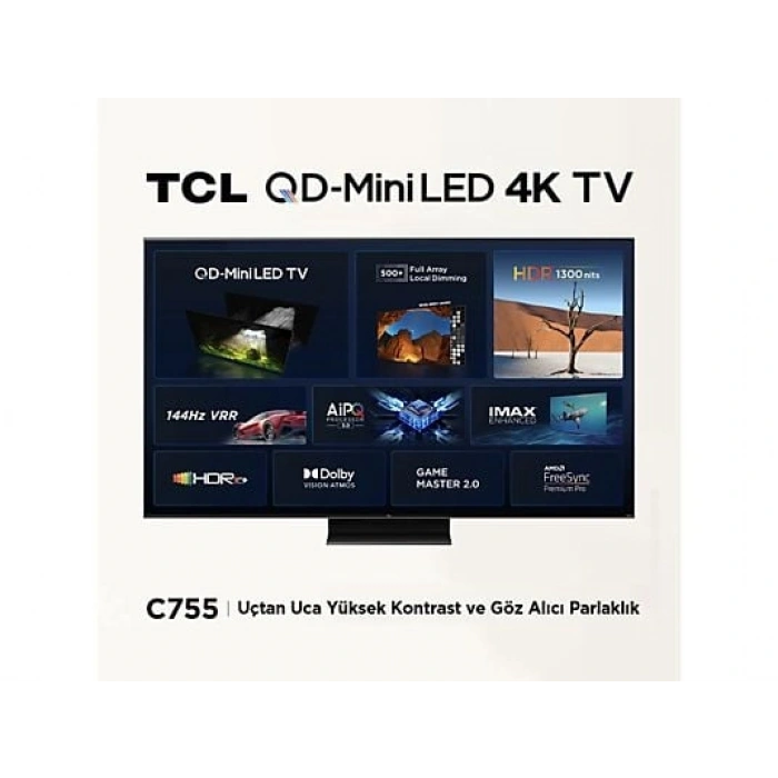 TCL 75C755GTV 75 inç 189 Ekran Uydu Alıcılı 4K Mini LED Google TV