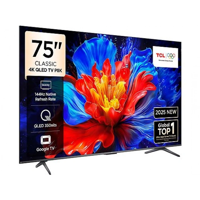 TCL 75P8K 75 inç 190 Ekran Uydu Alıcılı Smart 4K UHD QLED Google TV