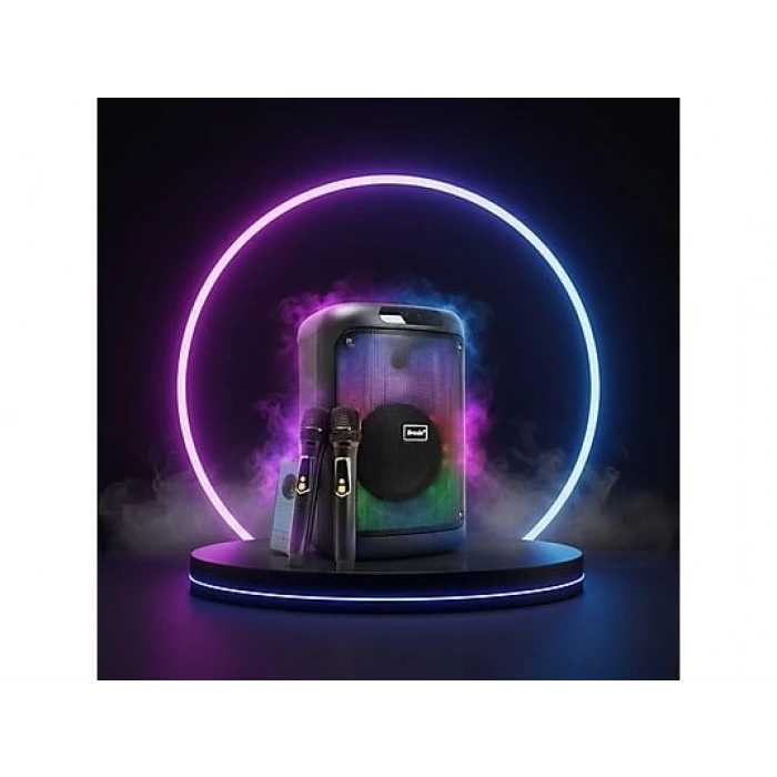 TORIMA BTS-2102 33 W Karaoke Subwoofer Çift Mikrofonlu Taşınabilir Akıllı Bluetooth Hoparlör Siyah