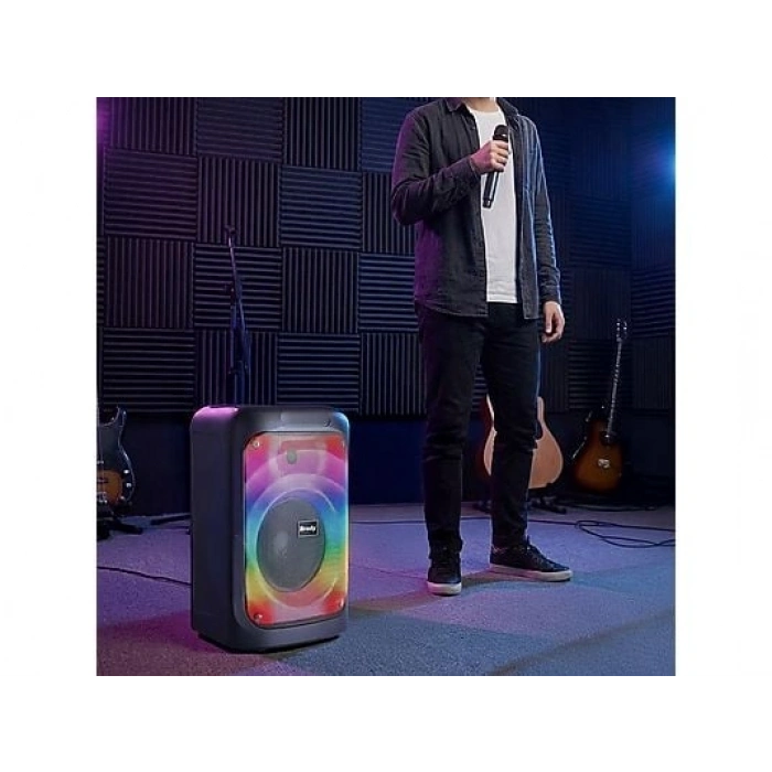 TORIMA BTS-2102 33 W Karaoke Subwoofer Çift Mikrofonlu Taşınabilir Akıllı Bluetooth Hoparlör Siyah