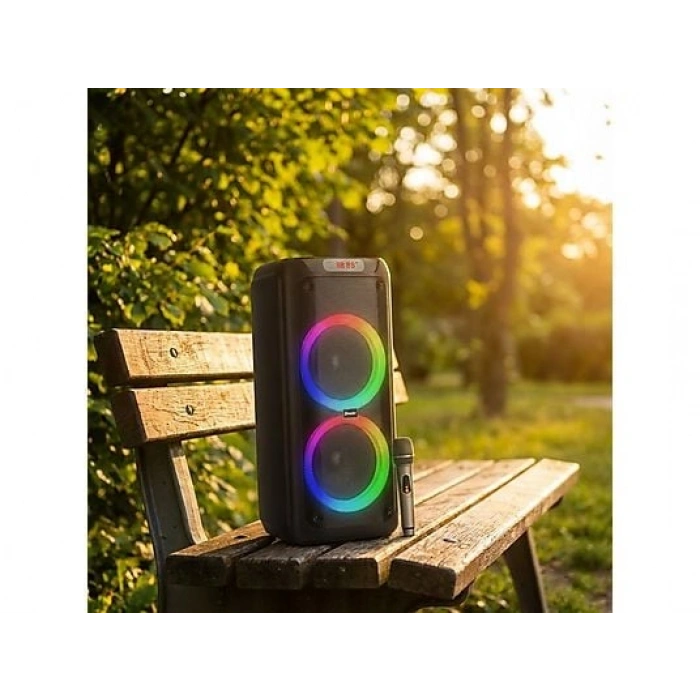 TORIMA BTS-2175 Bluetooth 5.3  – 2x5W Çift Hoparlör, FM , AUX, TF, USB, 1200mAh Pil Kablosuz Hoparlör Siyah
