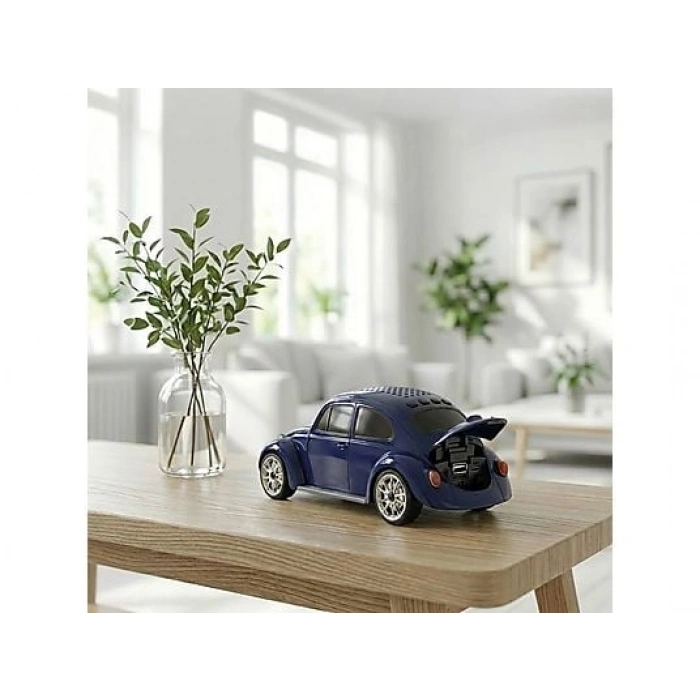 TORIMA D-49 Araba Voswos Retro Tasarım USB/TF/FM Speaker Bluetooth Hoparlör Mavi