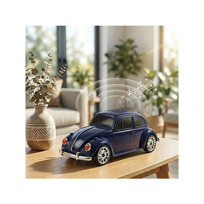 TORIMA D-49 Araba Voswos Retro Tasarım USB/TF/FM Speaker Bluetooth Hoparlör Mavi