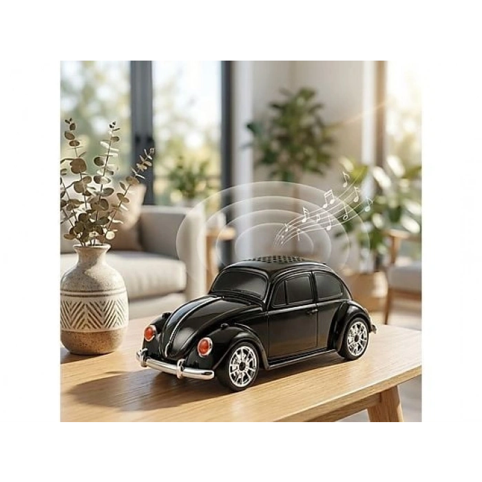 TORIMA D-49 Araba Voswos Retro Tasarım USB/TF/FM Speaker Bluetooth Hoparlör Siyah