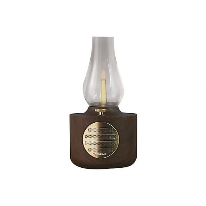 TORIMA D53 Ahşap Vintage Gaz Lambası Taşınabilir Speaker Ayarlanabilir Işıklı USB Şarjlı Bluetooth Hoparlör Ahşap