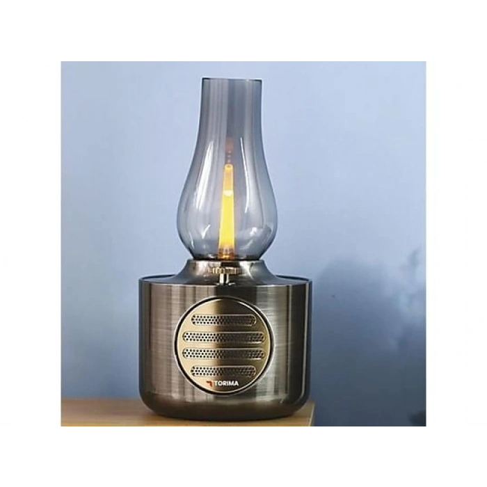 TORIMA D53 Nikel Vintage Gaz Lambası Taşınabilir Speaker Ayarlanabilir Işıklı USB Şarjlı Bluetooth Hoparlör Nikel
