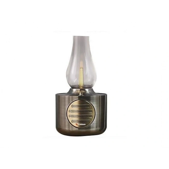TORIMA D53 Nikel Vintage Gaz Lambası Taşınabilir Speaker Ayarlanabilir Işıklı USB Şarjlı Bluetooth Hoparlör Nikel