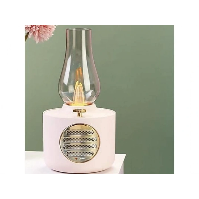 TORIMA D53 Vintage Gaz Lambası Taşınabilir Ayarlanabilir Işıklı USB Şarjlı Bluetooth Hoparlör Pembe