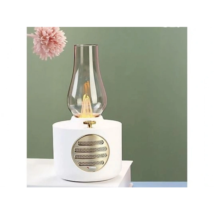 TORIMA D53 Vintage Gaz Lambası Taşınabilir Speaker Ayarlanabilir Işıklı USB Şarjlı Bluetooth Hoparlör Beyaz