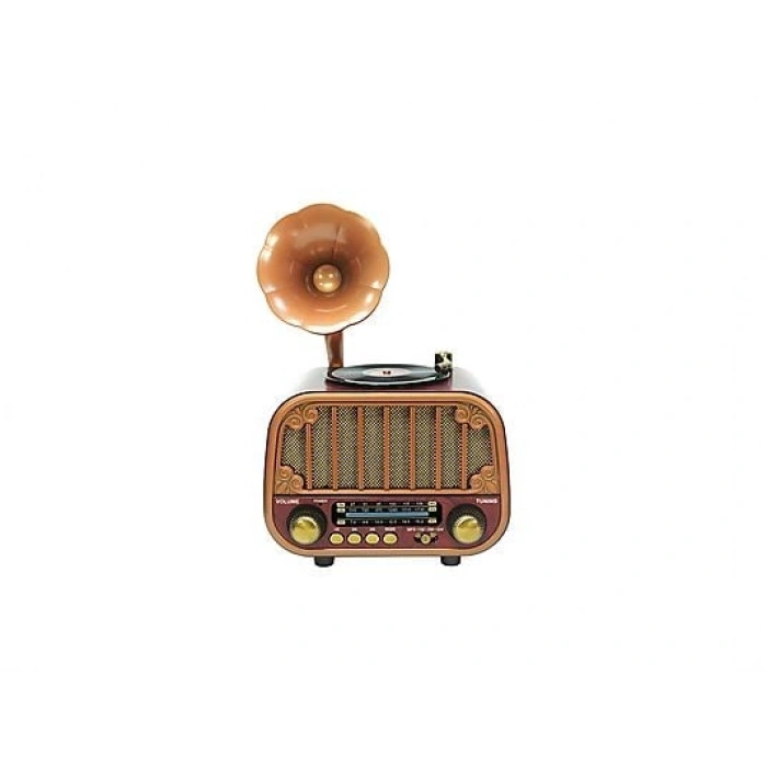 TORIMA D76 Nostaljik Radyo, USB/TF, AUX, Speaker Bluetooth Hoparlör Kahverengi