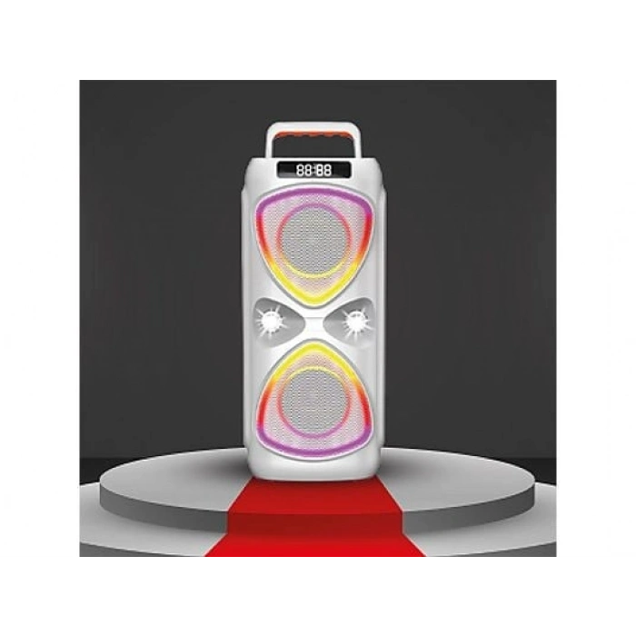 TORIMA D78 Mikrofonlu LED Işıklı 8W+8W Parti Speaker Kablosuz Bluetooth Hoparlör Beyaz