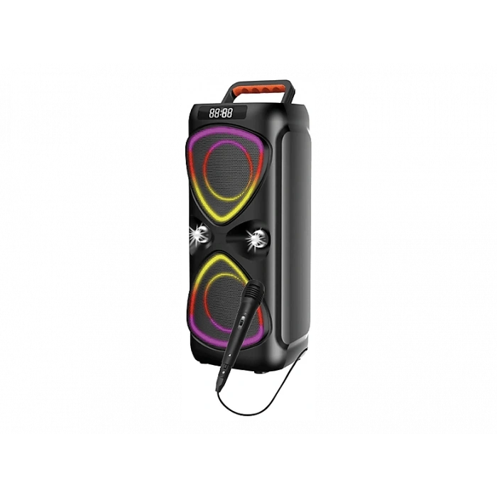 TORIMA D78 Mikrofonlu LED Işıklı 8W+8W Parti Speaker Kablosuz Bluetooth Hoparlör Siyah