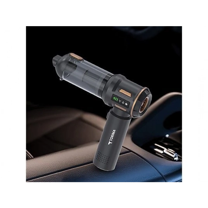 TORIMA LT-100 4ü 1 Arada Mini Çok Fonksiyonlu Araç ve Ev Kullanımı İçin Şarjlı El Süpürgesi Siyah