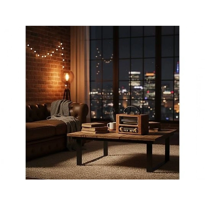 TORIMA Ns-02 Nostajik Radyo Bluetooth Hoparlör Kahverengi