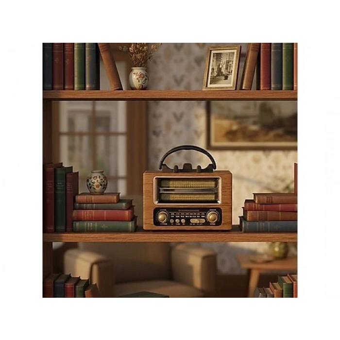 TORIMA Ns-02 Nostajik Radyo Bluetooth Hoparlör Kahverengi