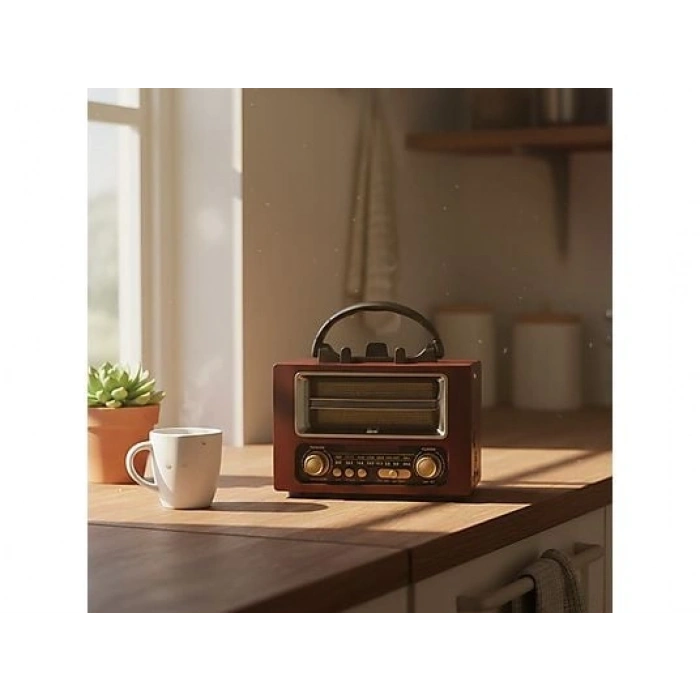 TORIMA Ns-02 Nostajik Radyo Bluetooth Hoparlör Kahverengi