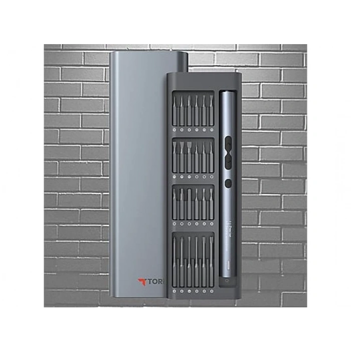 TORIMA TTS-04 48 Parça  Led Işıklı Mıknatıslı Alüminyum Kasa Type-C Şarjlı Hassas Tornavida Seti