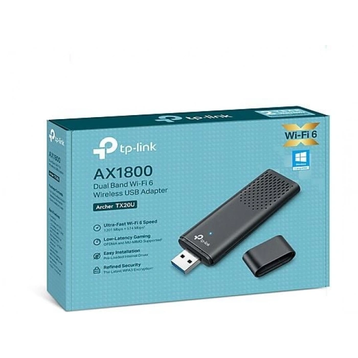 TP-LINK Archer TX20U | Wi-Fi 6 USB Adaptör | AX1800 Mbps | Çift Bant | MU-MIMO | USB 3.0 | WPA3 | Kolay Kurulum