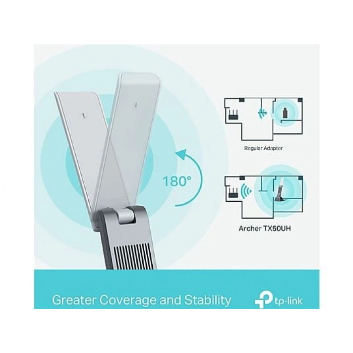 TP-LINK Archer TX50UH | Wi-Fi 6 USB Adaptör | AX3000 Mbps | USB 3.0 | Beamforming | MU-MIMO | Oyun | WPA3 | Kolay Kurulum