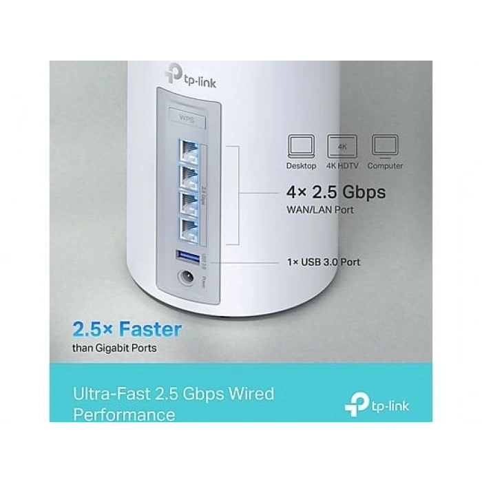 TP-LINK Deco BE65 (2-Pack) | Wi-Fi 7 Mesh | BE9300 Mbps | Fiber Destekli | Üç Bant | AI-Roaming | 2.5 Gbps | 6 GHz | 200 Cihaz | WPA3 | VPN | Mobil Kurulum