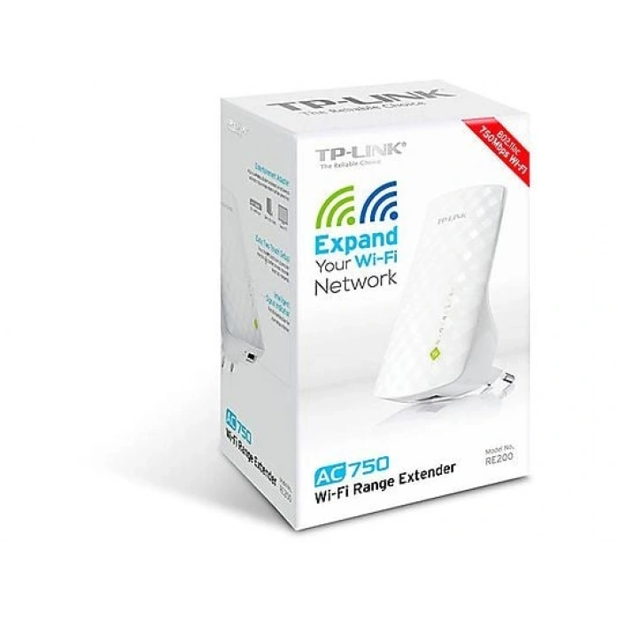TP-LINK RE200 | Wi-Fi 5 Extender | AC750 Mbps | 1 Ethernet | AP Modu | Dual Band | Tek Tuş Kurulum