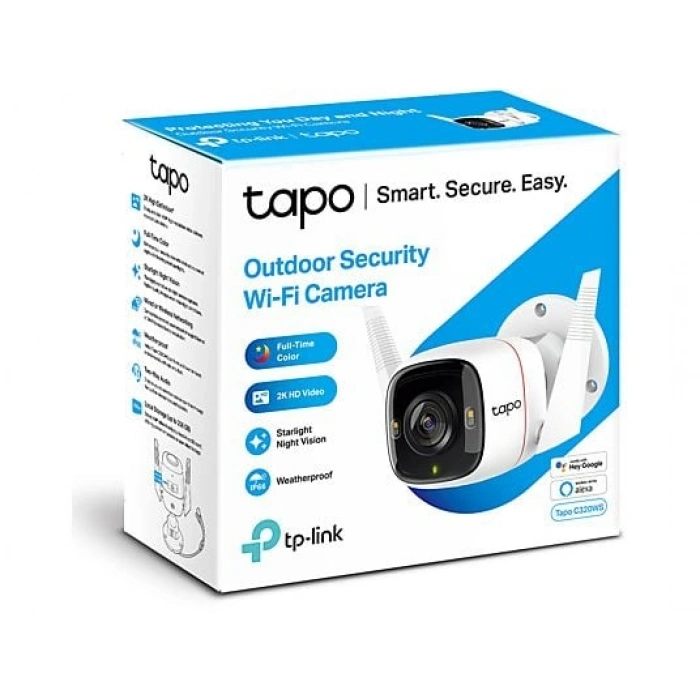 TP-LINK Tapo C320WS | Dış Mekan Wi-Fi | 2K 4MP | Hareket Algılama | IP66 | 30m Gece | Çift Yönlü Ses | Alarm | Bulut/Yerel