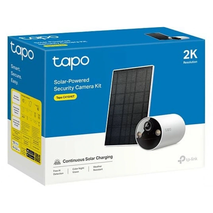 TP-LINK Tapo C410 KIT | Bataryalı Kamera | 2K 3MP | Renkli Gece | Şarj Edilebilir | IP65 | 110° | Solar Panel Dahil