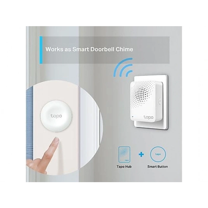 TP-LINK Tapo H100 | Akıllı Hub | 64 Cihaz | 19 Zil Sesi | Kablolamasız | Düğme & Sensör | Tapo Ekosistem Hub