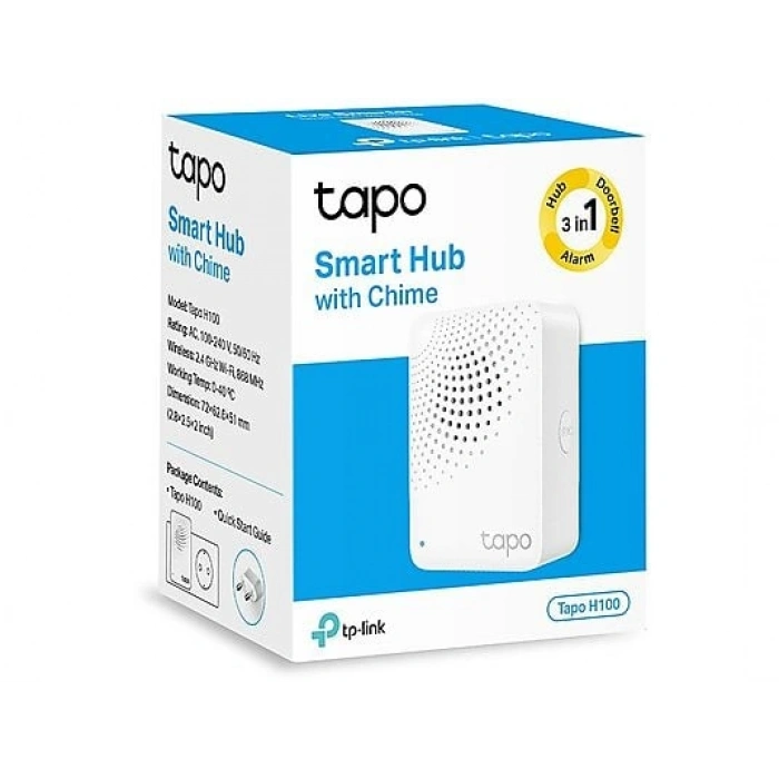 TP-LINK Tapo H100 | Akıllı Hub | 64 Cihaz | 19 Zil Sesi | Kablolamasız | Düğme & Sensör | Tapo Ekosistem Hub