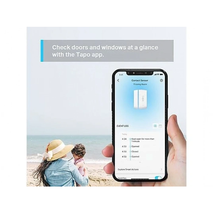 TP-LINK Tapo T110 | Akıllı Kapı/Pencere Sensörü | Anlık Bildirim | Pil Dahil | Kolay Kurulum | Tapo Hub | Diğer Tapo Sensörlerle
