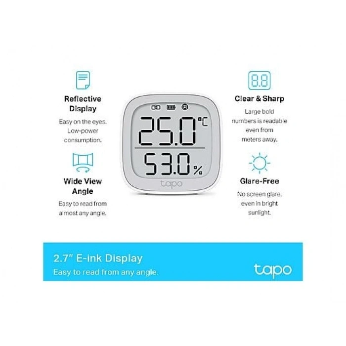 TP-LINK Tapo T315 Ekosistemi, Alexa & Google Uyumlu Akıllı Termometre ve Nem Ölçer