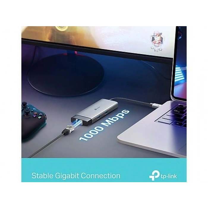 TP-LINK UH6120C | USB-C 6-in-1 Hub | 4K HDMI | 1 Gbps Ethernet | 100W Şarj | USB-C & A Data | SD/microSD | Tak & Çalıştır