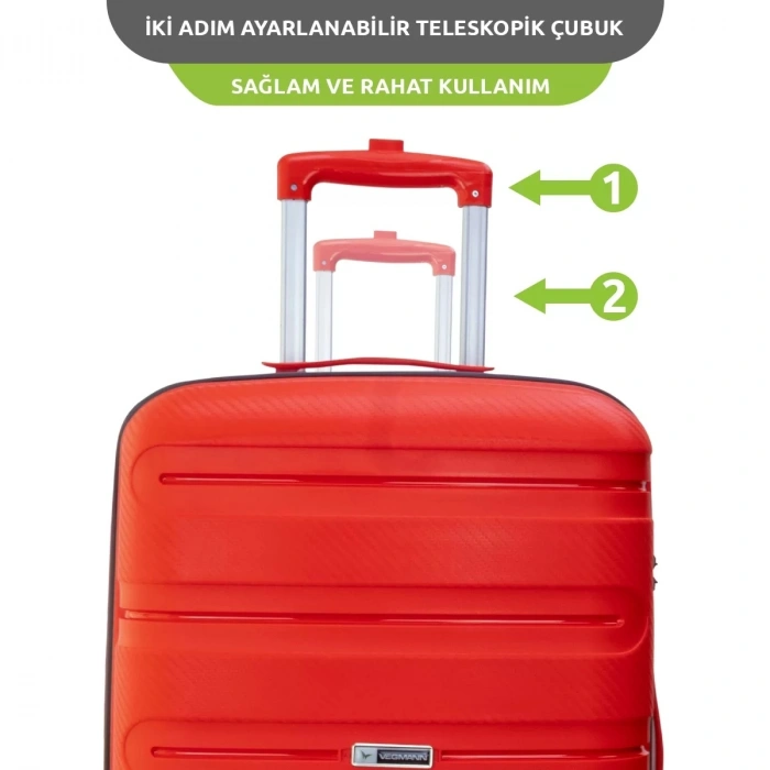 VEGMANN Atlas Polipropilen 3lü Valiz Seti Kırmızı