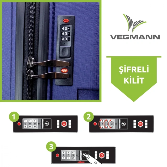 VEGMANN Atlas Polipropilen 3lü Valiz Seti Lacivert