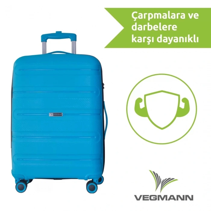 VEGMANN Atlas Polipropilen 3lü Valiz Seti Mavi
