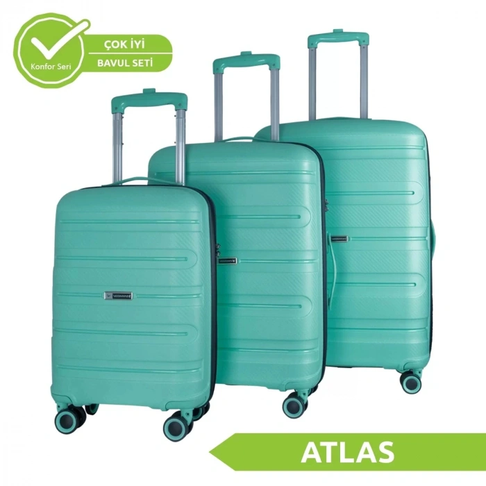 VEGMANN Atlas Polipropilen 3lü Valiz Seti Su Yeşili