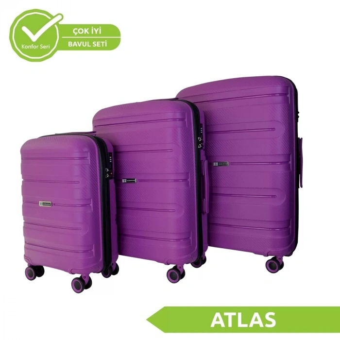 VEGMANN Atlas Polipropilen 3lü Valiz Seti Violet