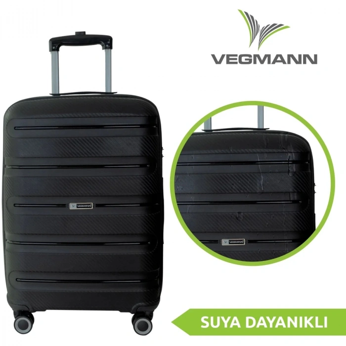 VEGMANN Atlas Polipropilen Büyük Boy Valiz Siyah