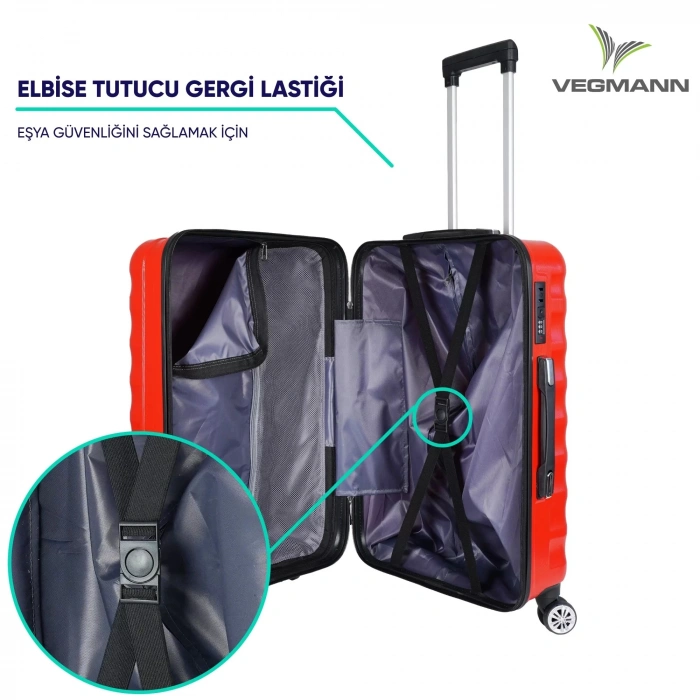 VEGMANN Delphin ABS 3lü Valiz Seti Kırmızı