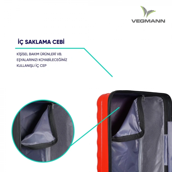 VEGMANN Delphin ABS 3lü Valiz Seti Kırmızı