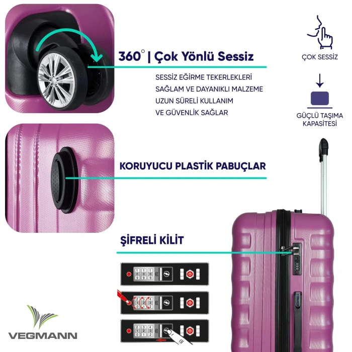 VEGMANN Delphin ABS Büyük Boy Valiz Violet
