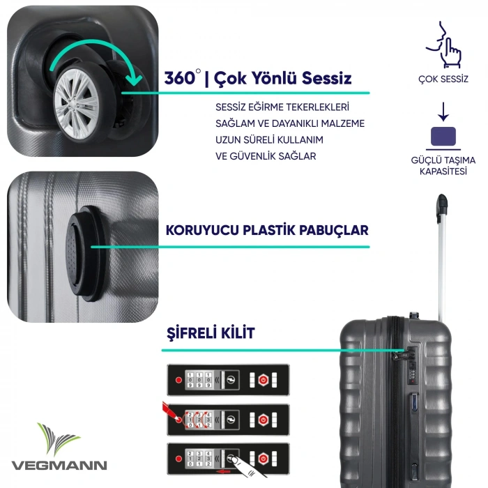 VEGMANN Delphin ABS Kabin Boy Valiz Antrasit