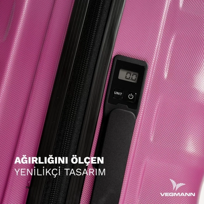 VEGMANN Scadel Tartılı Plastik 3lü Valiz Seti Violet