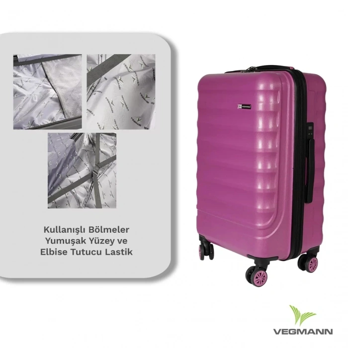 VEGMANN Scadel Tartılı Plastik 3lü Valiz Seti Violet