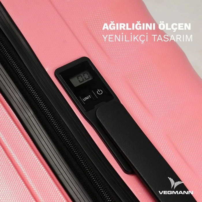 VEGMANN Scadel Tartılı Plastik Orta Boy Valiz Pembe