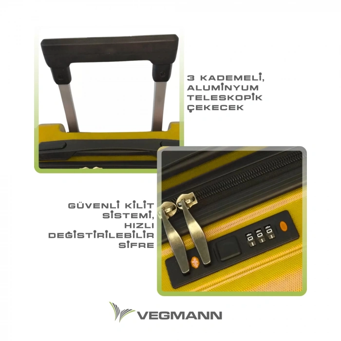 VEGMANN Scavel Tartılı Plastik Orta Boy Valiz Sarı