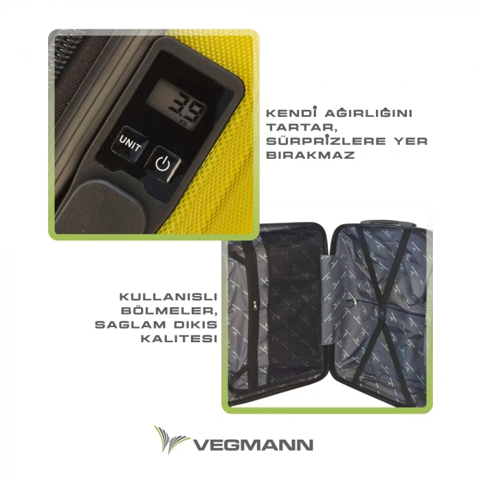 VEGMANN Scavel Tartılı Plastik Orta Boy Valiz Sarı
