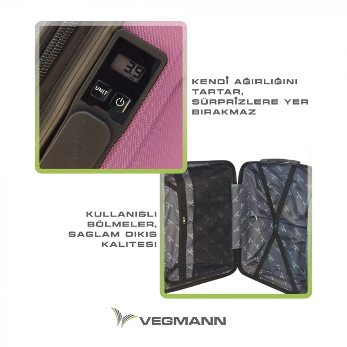 VEGMANN Scavel Tartılı Plastik Orta Boy Valiz Violet