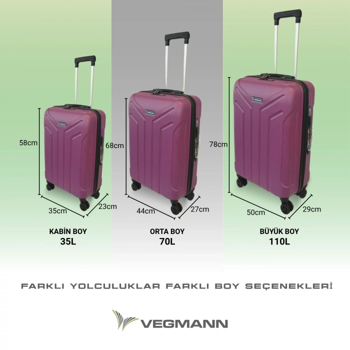 VEGMANN Scavel Tartılı Plastik Orta Boy Valiz Violet