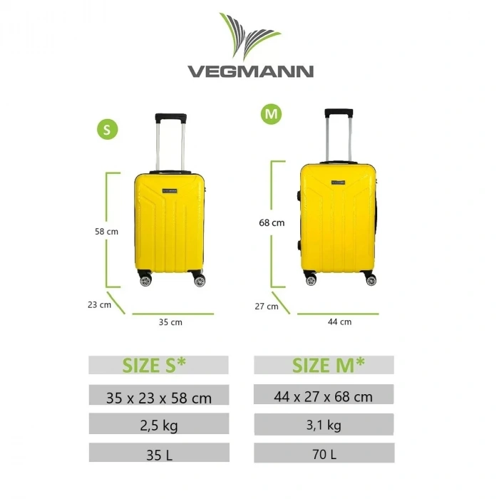 VEGMANN Vela ABS 2li Valiz Seti Sarı